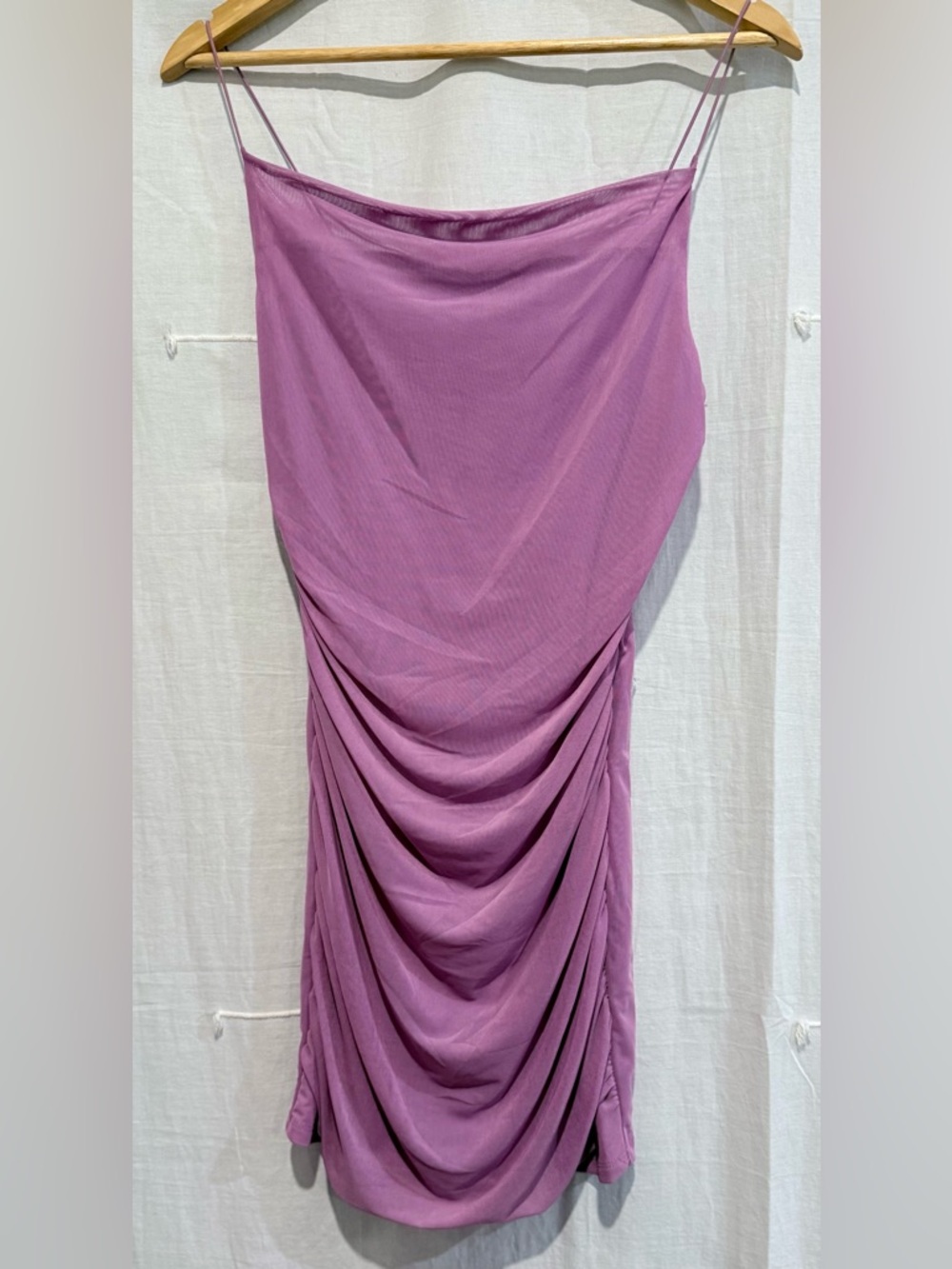 wild fable Ruched Mini Lavender Mesh Slip Dress Size Small
